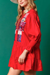 Sequin Tiered Mini Dress with Lapel Button Up InsStreet